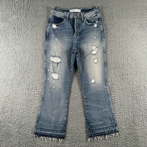 Ayr STYX High Rise Distressed Straight Jeans Womens 27‎ Blue Medium Wash Boho